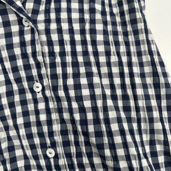 Foxcroft Women's Navy Blue Plaid Button down shirt size 14 Shaped - Picture 5 of 6